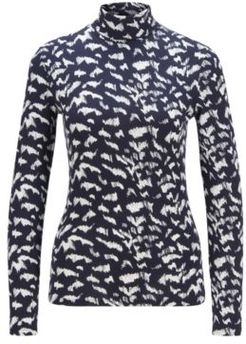 HUGO BOSS - Rollneck Slim Fit Top In Printed Stretch Jersey - Patterned