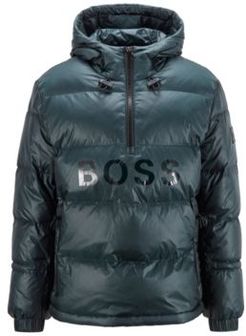 HUGO BOSS - Regular Fit Down Jacket With Gloss Logo - Light Green