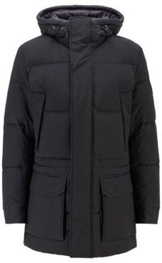 HUGO BOSS - Water Repellent Down Jacket In Cotton Blend Fabric - Black