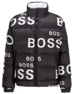 HUGO BOSS - Reversible Down Jacket With Statement Logo Side - Black