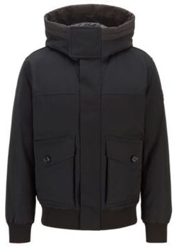 HUGO BOSS - Hooded Down Jacket In Water Repellent Fabric - Black