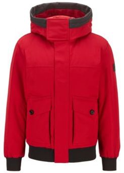 HUGO BOSS - Hooded Down Jacket In Water Repellent Fabric - Red