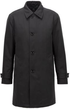 HUGO BOSS - Regular Fit Overcoat In Recycled Memory Fabric - Black
