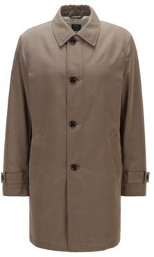 HUGO BOSS - Regular Fit Overcoat In Recycled Memory Fabric - Khaki