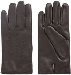 HUGO BOSS - Lamb Leather Gloves With Piping And Hardware Badge - Light Brown