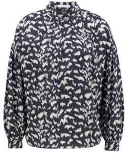 HUGO BOSS - Drop Shoulder Relaxed Fit Blouse In Printed Canvas - Patterned
