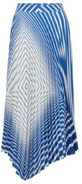 HUGO BOSS - Asymmetric Pliss Skirt With Foulard Inspired Stripe Print - Patterned