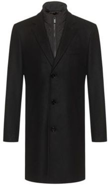 BOSS - Virgin Wool Blend Coat With Padded Undershirt - Black