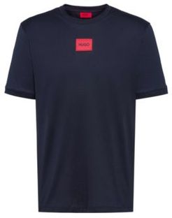 BOSS - Cotton Jersey Crew Neck T Shirt With Logo Badge - Dark Blue