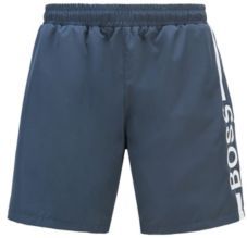 HUGO BOSS - Logo Print Swim Shorts In Recycled Fabric - Dark Grey