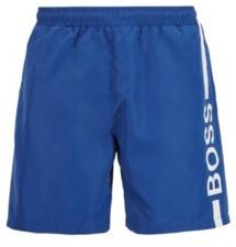 HUGO BOSS - Logo Print Swim Shorts In Recycled Fabric - Blue