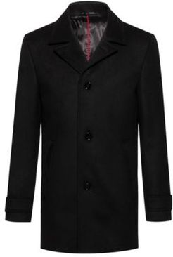 BOSS - Padded Coat In A Virgin Wool Blend With Cashmere - Black