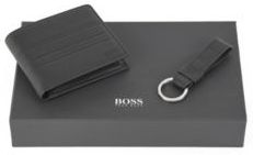 HUGO BOSS - Leather Accessory Set With Billfold And Key Ring - Black
