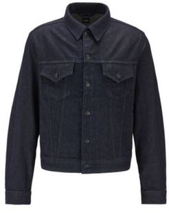 HUGO BOSS - Trucker Style Jacket In Italian Denim - Dark Blue