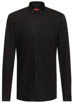 BOSS - Easy Iron Extra Slim Fit Shirt With Collar Trim - Black