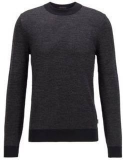 HUGO BOSS - Jacquard Knitted Sweater In Virgin Wool With Abstract Pattern - Black