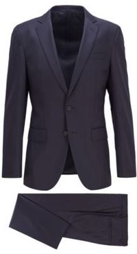 HUGO BOSS - Slim Fit Suit In Micro Patterned Stretch Virgin Wool - Dark Blue