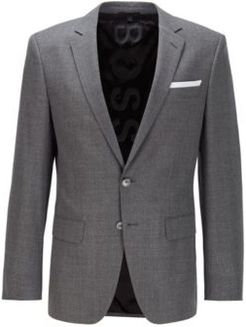 HUGO BOSS - Slim Fit Jacket In Virgin Wool With Logo Lining - Light Grey