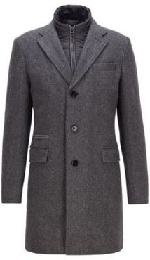 HUGO BOSS - Slim Fit Blazer Style Coat With Detachable Inner Bib - Light Grey