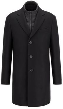 HUGO BOSS - Slim Fit Wool Blend Coat With Detachable Inner Bib - Light Grey