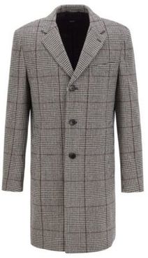 HUGO BOSS - Slim Fit Blazer Coat In A Glen Check Wool Blend - Light Grey