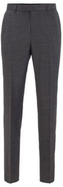 HUGO BOSS - Regular Fit Pants In Stretch Wool With Mini Check - Light Grey