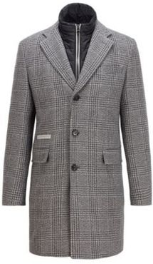 HUGO BOSS - Slim Fit Coat With Detachable Zip Through Inner - Grey