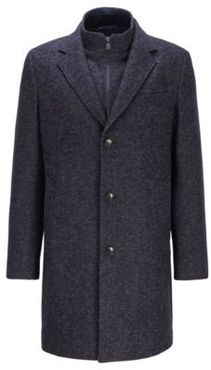 HUGO BOSS - Wool Blend Blazer Coat With Removable Inner Jacket - Dark Blue