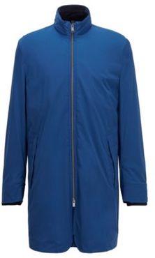 HUGO BOSS - Slim Fit Coat With Zip Through Front - Dark Blue