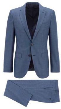 HUGO BOSS - Slim Fit Suit In Micro Patterned Virgin Wool Serge - Dark Blue