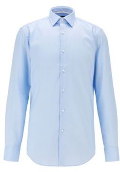 HUGO BOSS - Slim Fit Shirt In Easy Iron Micro Structured Cotton - Light Blue