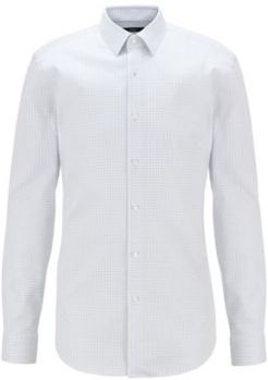 HUGO BOSS - Slim Fit Shirt In Crease Resistant Dot Printed Cotton - Blue