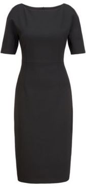 HUGO BOSS - Shift Dress In Stretch Fabric With Cut Out Shoulders - Black