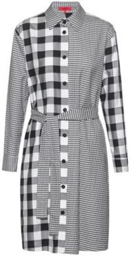 BOSS - Relaxed Fit Shirt Dress With Mixed Checks - Patterned
