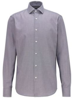 HUGO BOSS - Regular Fit Shirt In Structured Cotton - Dark Blue