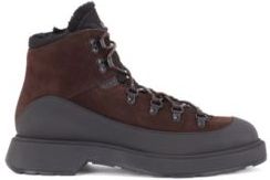 HUGO BOSS - Hiking Inspired Boots In Mixed Leather - Dark Brown