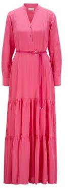 HUGO BOSS - Maxi Dress In Silk Georgette With Hardware Trimmed Belt - Pink
