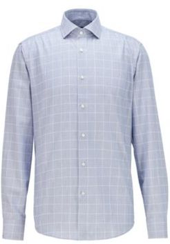 HUGO BOSS - Regular Fit Shirt In Checked Thermoregulating Twill - Dark Blue