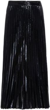 BOSS - Velvet And Glitter Effect Midi Skirt With Pliss Pleats - Black