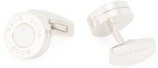 HUGO BOSS - Logo Engraved Cufflinks With Mother Of Pearl Core - White