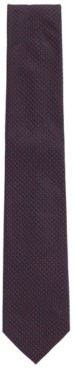 HUGO BOSS - Pure Silk Tie With Jacquard Woven Micro Pattern - Red