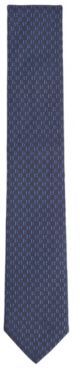 HUGO BOSS - Italian Made Tie In Pure Silk With Monogram Pattern - Dark Blue