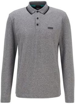 HUGO BOSS - Long Sleeved Polo Shirt With New Season Logo - Black