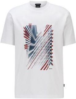 HUGO BOSS - Mercerised Cotton T Shirt With Logo Artwork - White