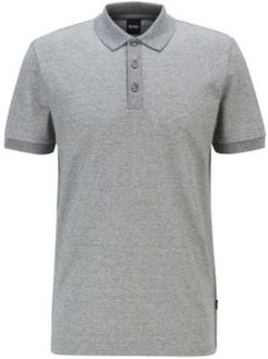 HUGO BOSS - Cotton Blend Polo Shirt In Bubble Knit Jacquard - Grey