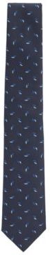 HUGO BOSS - Water Repellent Tie In Micro Patterned Silk Jacquard - Dark Blue