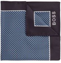 HUGO BOSS - Printed Pocket Square In Water Repellent Silk - Dark Blue
