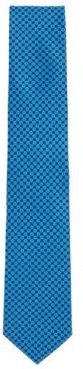 HUGO BOSS - Water Repellent Tie In Italian Silk Jacquard - Dark Blue