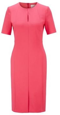 HUGO BOSS - Pleat Front Shift Dress In Portuguese Stretch Fabric - Pink