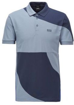 HUGO BOSS - Color Blocked Polo Shirt In Cotton With Chest Logo - Dark Blue